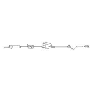 Admin/ Pediatric IV Set, Universal Spike, 15µ Filter, On/ Off Clamp, Rate Flow Regulator, Injection Site 6" Above Distal End, SPIN-LOCK Connector, 14mL Priming Volume, 84"L, 60 Drops/mL, DEHP & Latex Free (LF), 50/cs (Rx)