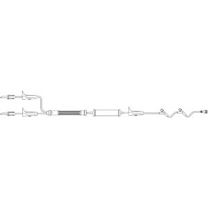 Admin Set, Y-Type, 3 Roller Clamps, Drip Chamber, 170µ Blood Filter, Pump Chamber, Injection Sites 6" & 41" Above Distal End, SPIN-LOCK Connector, 71mL Priming Volume, 98"L, 10 Drops/mL, Latex Free (LF), 50/cs (Rx)