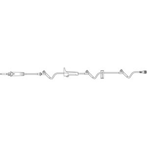 Admin Set, Universal Spike, Check Valve, SAFELINE Injection Sites 6", 27" & 62" Above Distal End, Slide Clamp, SPIN-LOCK Connector, 17 mL Priming Volume, 88"L, 60 Drops/mL, DEHP & Latex Free (LF), 50/cs (Rx)