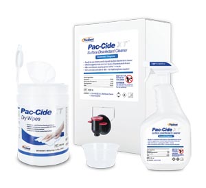 Surface Disinfectant Cleaner Starting Kit, Includes: (1)Pac-Cide XT 3 L Solution with Cardboard Dispenser & Dispensing Bowl, (1) Pac-Cide XT Dry Wipe, and (1) Pac-Cide XT 1 L Spray Bottle ( Empty), 1kt/cs