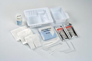 Standard Trach Care Tray, Removable Basin, Includes: (2) Blue Nitrile Gloves, Trach Brush, Drape, 36" Twill Tape, (2) Cotton Tipped Applicators, (2) Pipe Cleaners, (4) 4" x 4" Gauze Sponges, 20/cs