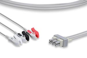 ECG Leadwire, 3 Leads Pinch/Grabber (Individual), Philips Compatible w/ OEM: M1609A, 989803104411, 989803104411, LDW-03BB-29AS-0100, LDW-03BB-51AS-0100, LW-3300051/3A, 80300-30-3A, NEPH1603
