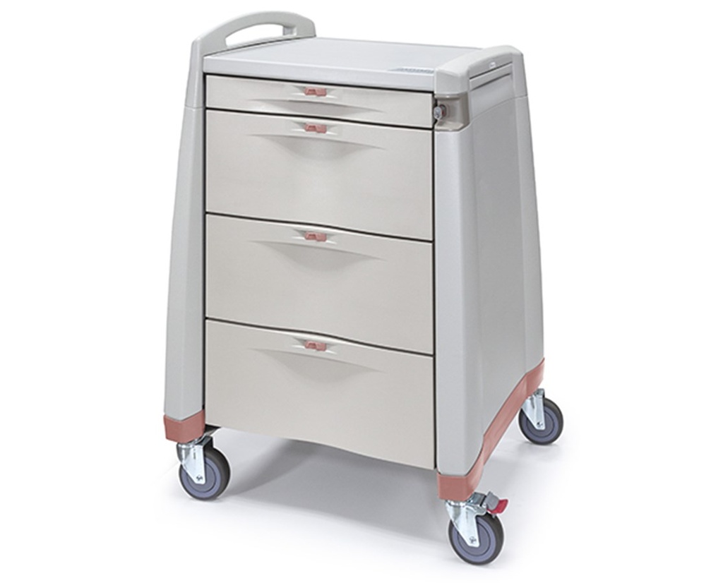 Capsa Avalo 24 inch PCS Punch Card Medication Cart with Core Removable Key Lock and White/Blush Salmon
