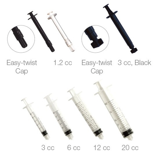 [240BK] Pac-Dent Luer-Lock Irrigation Syringes 3cc, Easy-Twist Cap, 100 pack