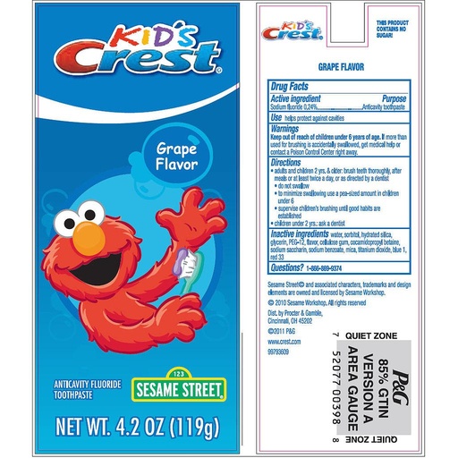 [3700000373] P&G Crest® Sesame Street Kids Toothpaste, CompSmall, 72/cs