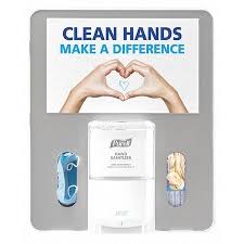 [7399-HB-SLV] Gojo Purell® Messenger™ Floor Stand Hygiene Bracket, White with Silver