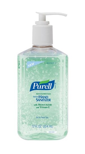 [3639-12] Gojo Purell® Advanced Instant Hand Sanitizer with Aloe, 12 fl oz Pump Bottle
