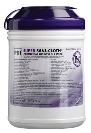 [Q55172] PDI Super Sani-Cloth® Germicidal Disposable Wipe, Large Canister, 6" x 6¾", 160/canis (12 PER CASE)