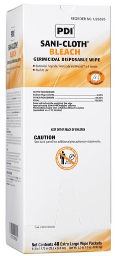 [U26595] PDI Sani-Cloth® Bleach Germicidal Disposable Wipe, X-Large, 11½" x 11¾"
