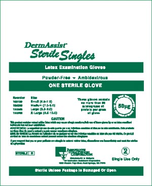 [103100] Innovative Dermassist® Powder-Free Sterile Latex Exam Gloves, Small (6½ - 7), Singles