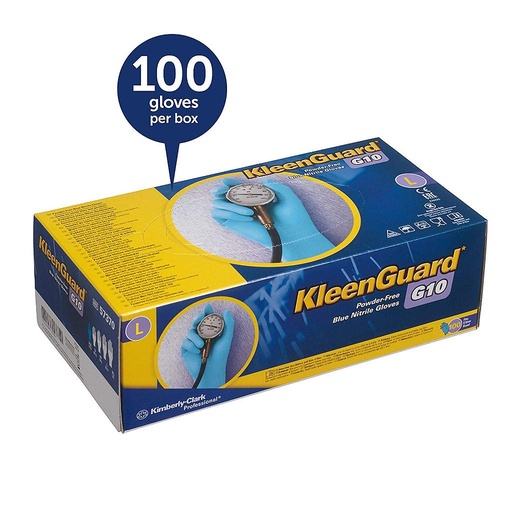 [57371] Kimberly-Clark Kleenguard G10 Nitrile Glove, Small, Blue, Textured Fingertips