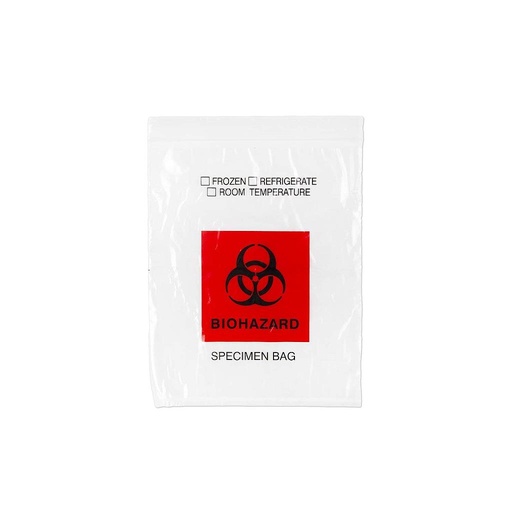 [4914] Medegen Transport Bag, Biohazard Symbol, 6" x 9", Clear/ Black/ Red, Zip Closure