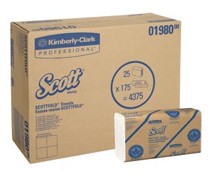 [01980] Kimberly-Clark Scott ScottFold Towels, 1-Ply, 175 sheets/pk, 25 pk/cs