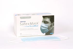 [2070] Medicom Safe+Mask® Tailormade™ Procedure Earloop Mask with Chin Wire, Low Barrier, Blu