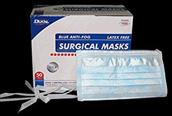 [1550] Dukal Surgical Face Mask, Tie, Anti-Fog, Blue