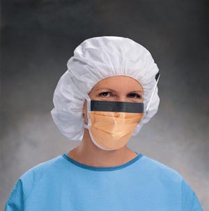 [48247] Halyard Fluidshield™ Fog-Free Surgical Mask with Ties, Wraparound Visor, Orange