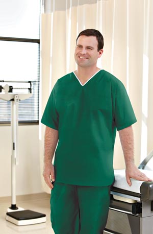 [64841] Graham Medical Disposable Elite Non-Woven Scrub Shirt, XXX-Large, Green