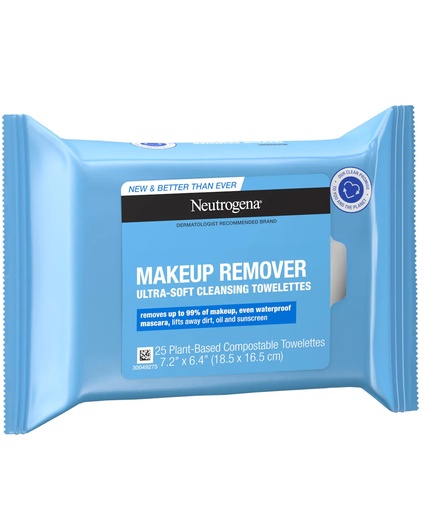 [05105] Johnson & Johnson Neutrogena Compostable Makeup Remover Cleansing Towelettes, 6 Pack/Case