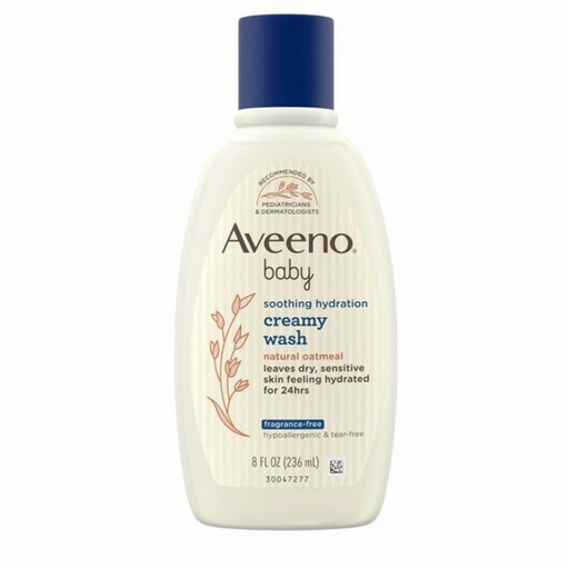 [004249] Johnson & Johnson Aveeno 8 fl oz Baby Soothing Hydration Creamy Wash, 24/Case