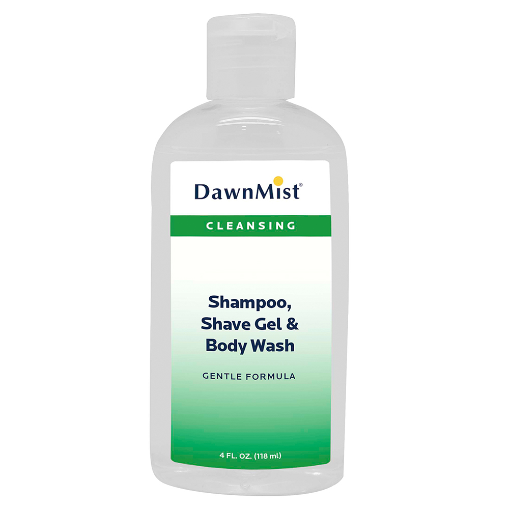 [SSB04C] Dukal Dawnmist 4 oz Shampoo Shave Gel and Body Wash, Clear Bottle, 60/Pack