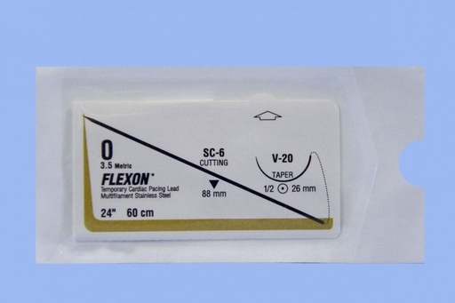 [8886258963] Medtronic Flexon 24 inch Straight & 1/2 Circle Size 0 SC-6 & V-20 Temporary Cardiac Pacing Lead, Clear, 12/Box