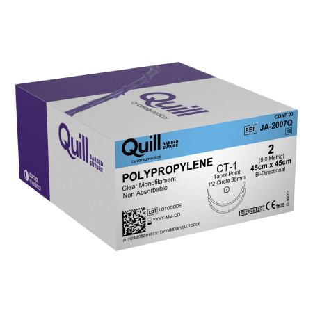 [JA-2007Q] Surgical Specialties Quill 2 45 cm Polypropylene Non Absorbable Suture with Needle and Undyed, 12 per Box