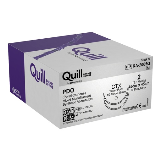 [RA-2065Q] Surgical Specialties Quill 2 45 cm Polydioxanone Absorbable Suture with Needle and Violet, 12 per Box