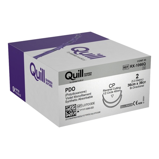 [RX-1066Q] Surgical Specialties Quill 2 36 cm Polydioxanone Absorbable Suture with Needle and Violet, 12 per Box