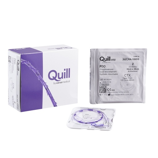 [RA-1065Q] Surgical Specialties Quill 2 48 mm Polydioxanone Absorbable Suture with Needle and Violet, 12 per Box