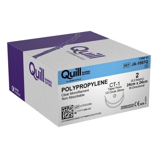 [JA-1007Q] Surgical Specialties Quill 2 24 cm Polypropylene Non Absorbable Suture with Needle and Undyed, 12 per Box