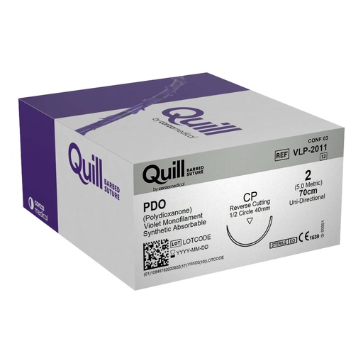 [VLP-2011] Surgical Specialties Quill 40 mm x 70 cm Polydioxanone Absorbable Suture with Needle and Violet, 12 per Box