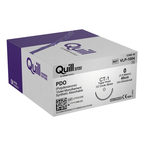 [VLP-1004] Surgical Specialties Quill Monoderm 36 mm x 45 cm Polydioxanone Absorbable Suture with Needle and Violet, 12 per Box