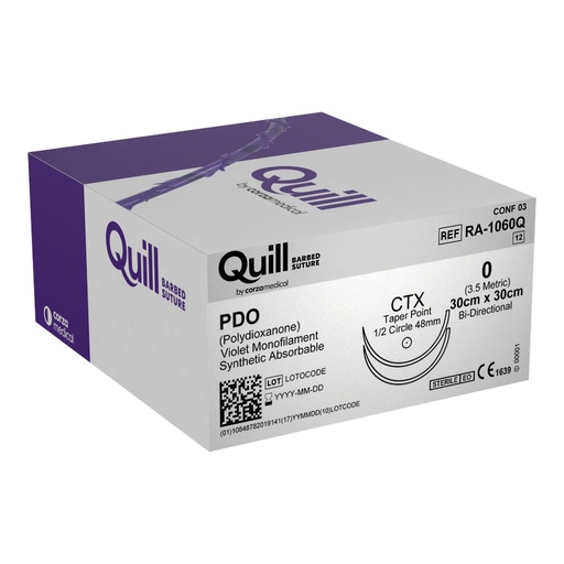 [RA-1060Q] Surgical Specialties Quill 0 48 mm Polydioxanone Absorbable Suture with Needle and Violet, 12 per Box