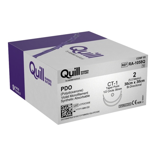 [RA-1058Q] Surgical Specialties Quill 2 30 cm Polydioxanone Absorbable Suture with Needle and Violet, 12 per Box