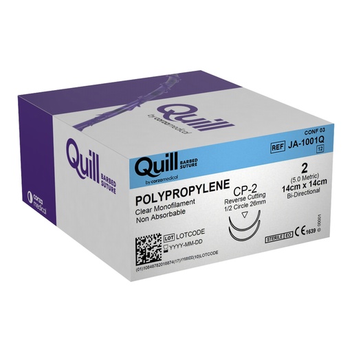 [JA-1001Q] Surgical Specialties Quill 2 14 cm Polypropylene Non Absorbable Suture with Needle and Undyed, 12 per Box