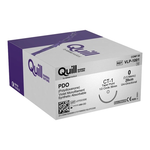 [VLP-1001] Surgical Specialties Quill 36 mm x 20 cm Polydioxanone Absorbable Suture with Needle and Violet, 12 per Box