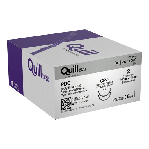 [RA-1006Q] Surgical Specialties Quill 2 26 mm Polydioxanone Absorbable Suture with Needle and Violet, 12 per Box