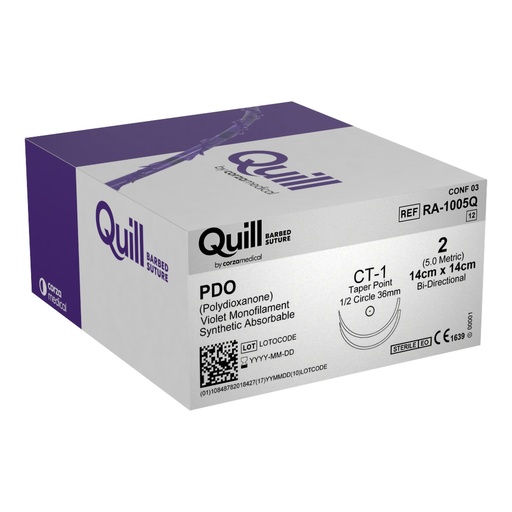 [RA-1005Q] Surgical Specialties Quill 2 36 mm Polydioxanone Absorbable Suture with Needle and Violet, 12 per Box