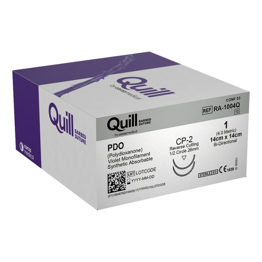 [RA-1004Q] Surgical Specialties Quill 1 26 mm Polydioxanone Absorbable Suture with Needle and Violet, 12 per Box