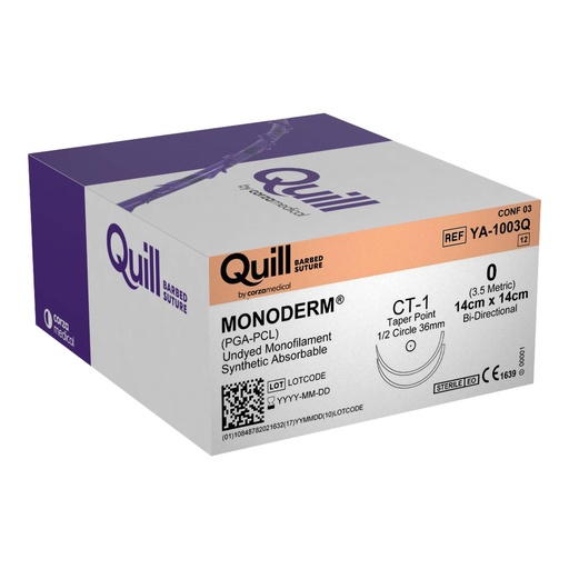 [YA-1003Q] Surgical Specialties Quill Monoderm 0 Taper Point Polyglycolic Acid / PCL Absorbable Suture with Needle and Undyed, 12 per Box