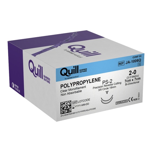[JA-1006Q] Surgical Specialties Quill 2-0 7 cm Polypropylene Non Absorbable Suture with Needle and Undyed, 12 per Box