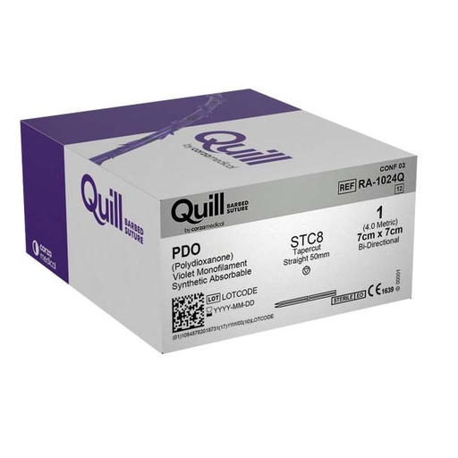 [RA-1024Q] Surgical Specialties Quill 1 50 mm Polydioxanone Absorbable Suture with Needle and Violet, 12 per Box