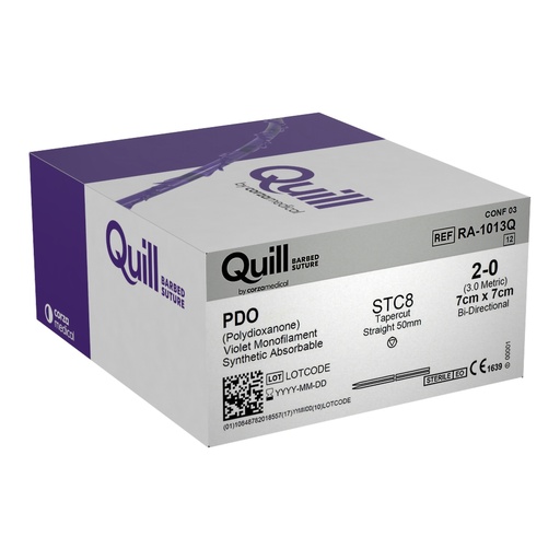 [RA-1013Q] Surgical Specialties Quill 2-0 50 mm Polydioxanone Absorbable Suture with Needle and Violet, 12 per Box