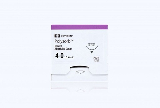 [SL5627G] Medtronic Polysorb 45 cm 3/8 Circle Size 4-0 P-12 Braided Synthetic Absorbable Coated Suture, 12/Box