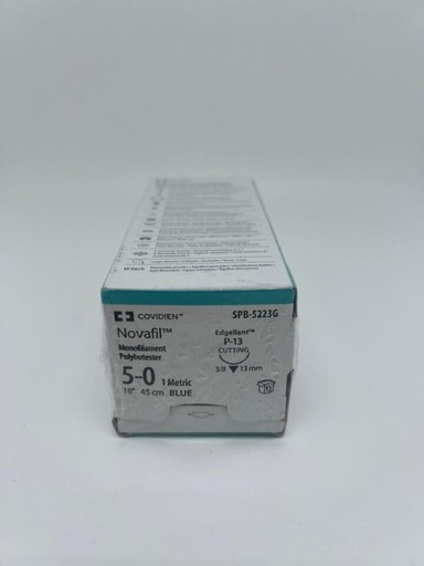 [SPB5223G] Medtronic Novafil 45 cm 3/8 Circle Size 5-0 P-13 Monofilament Polybutester Suture, Blue, 12/Box