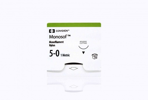 [SN661G] Medtronic Monosof Dermalon 18 inch 3/8 Circle Size 5-0 C-13 Monofilament Nylon Suture, Black, 12/Box