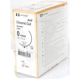 [CG47] Medtronic Chromic Gut 30 inch 1/2 Circle Size 0 BP-27 Sterile Absorbable Suture, 24/Box