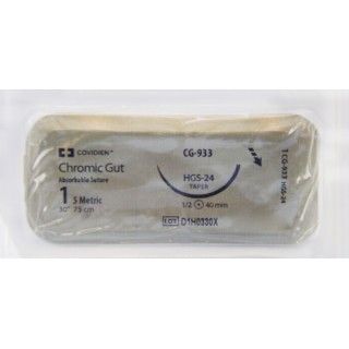 [CG933] Medtronic Chromic Gut 30 inch 1/2 Circle Size 1 HGS-24 Sterile Absorbable Suture, 36/Box