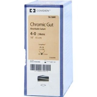 [SG5644] Medtronic Chromic Gut 18 inch 3/8 Circle Size 4-0 P-13 Sterile Absorbable Suture, 36/Box