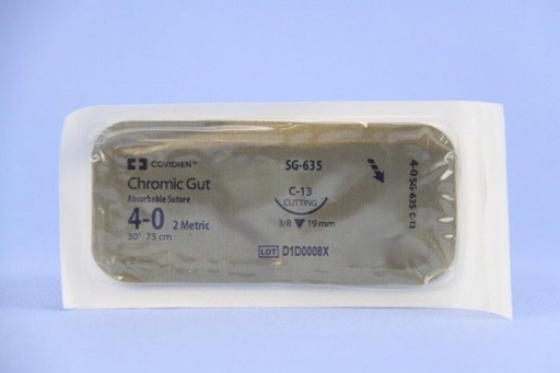 [SG635] Medtronic Chromic Gut 30 inch 3/8 Circle Size 4-0 C-13 Sterile Absorbable Suture, 36/Box